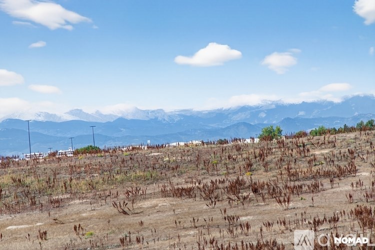 A barren landscape with mountains in the distance.