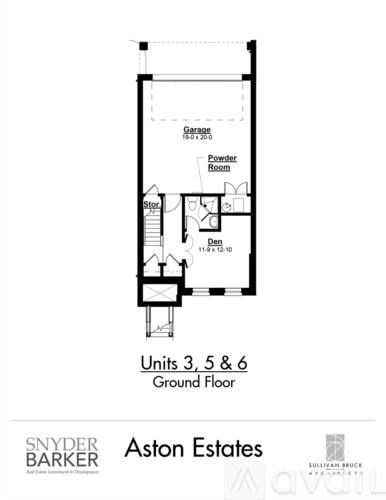 A floor plan for Aston Estates units 3, 5 & 6.