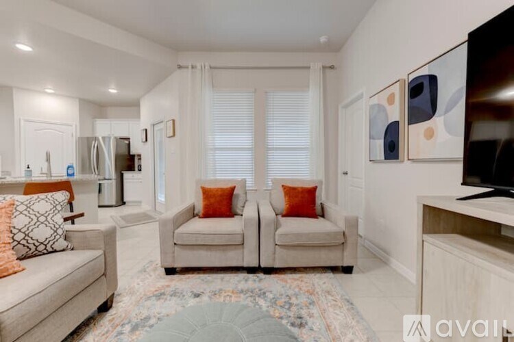 A living room with two couches and a television.