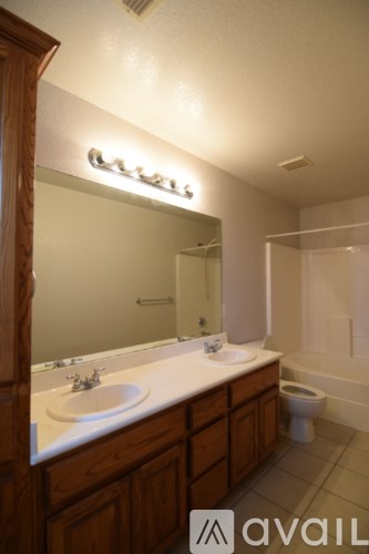 A bathroom with a sink, mirror, and toilet.