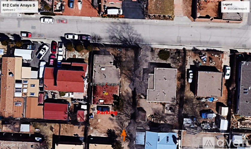 A satellite image of a street with a sign that reads 812 Calle Anaya S.