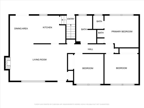 A black and white floor plan of a house with labeled rooms.