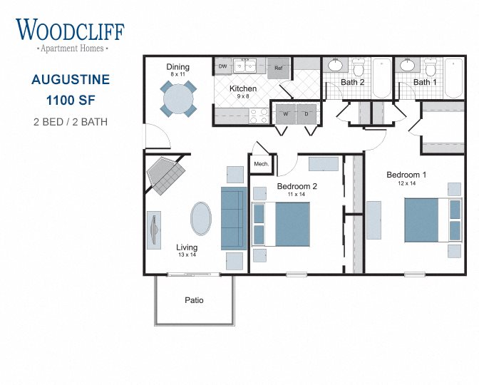Floor Plans of Woodcliff Apartment Homes in Pensacola, FL