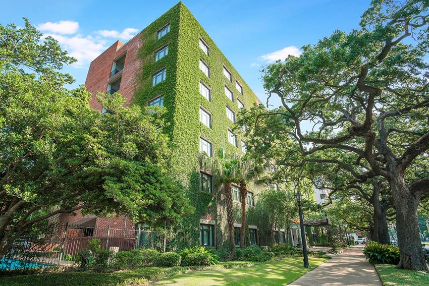 The Georgian apartment building in New Orleans is covered in emerald ivy - Photo Gallery 1