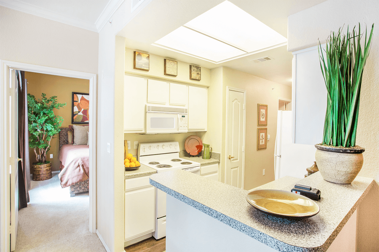 Grand Venetian model suite kitchen in Irving, Texas