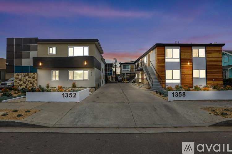 A row of modern houses numbered 1352 and 1358 are available for rent.