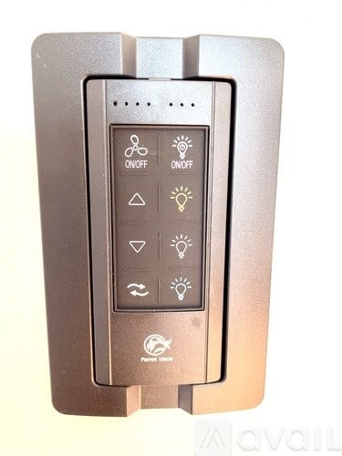 A control panel with ON/OFF switches and light bulb icons.