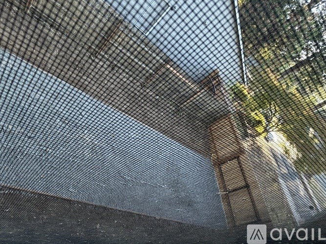 A mesh screen is covering a window.