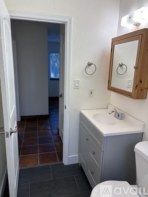 A bathroom with a white sink and a mirror above it.