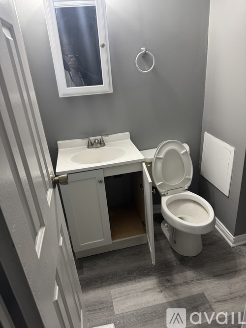 A bathroom with a toilet and a sink.