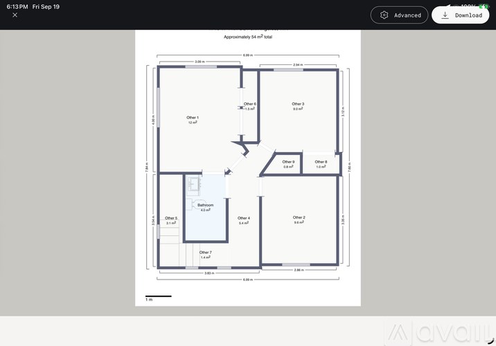 A floor plan of a house with labeled rooms and dimensions.