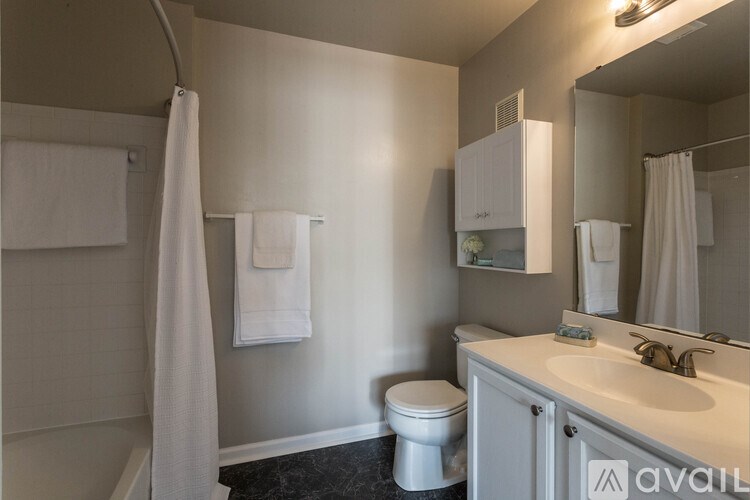 A bathroom with a toilet, sink, and shower curtain.