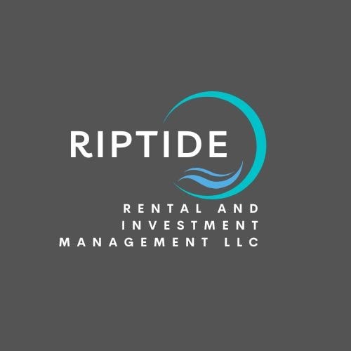 The image is a logo of a company named Riptide Rental and Investment Management LLC.