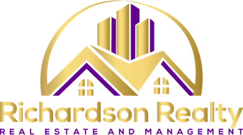 The image is a logo for Richardson Realty, a real estate and management company.