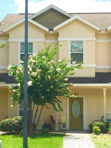 A house numbered 23 with a green door and a tree in front.