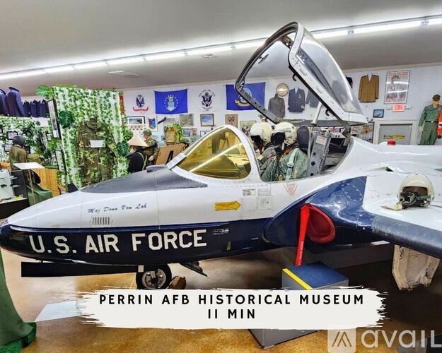 A U.S. Air Force jet is on display at the Perrin AFB Historical Museum.
