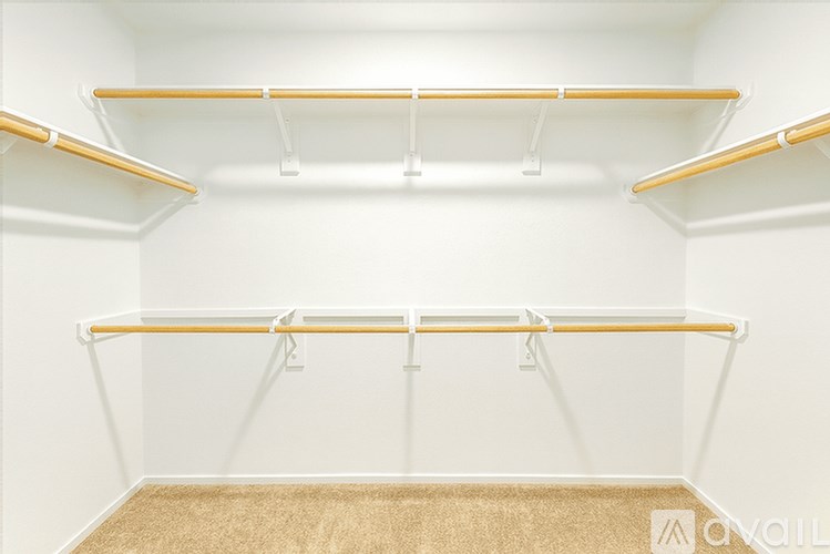 Empty shelves in a white room.