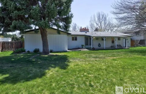 A house with a white exterior and a tree in front of it.