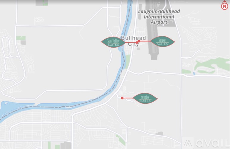 A map shows the Bullhead City area with a river running through it.