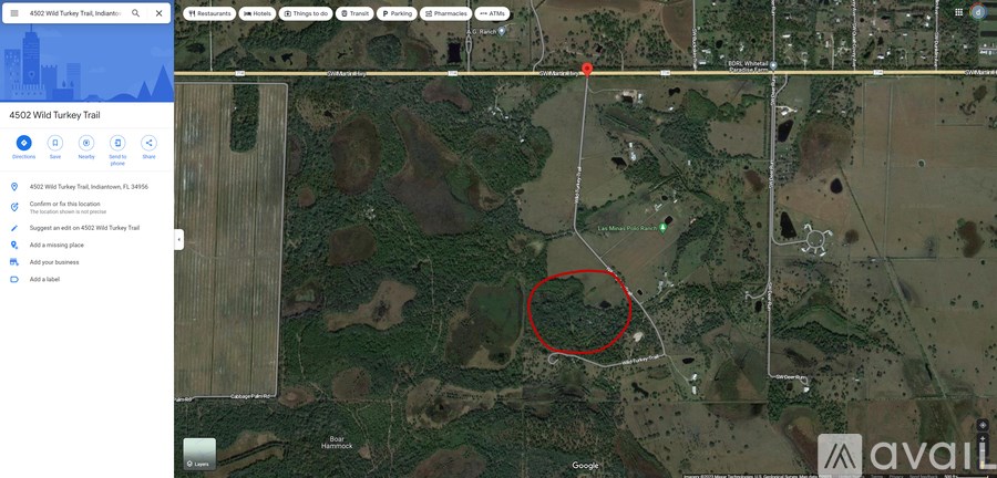 A map with a red circle highlighting a specific area.