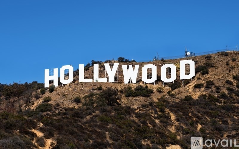 The Hollywood sign is displayed on a hill.