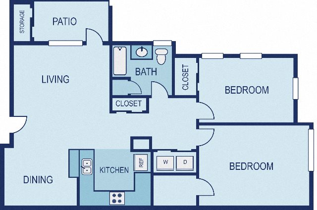 2 Bed / 1 Bath - Upgraded Floor Plan 2