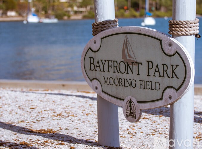 A sign that says Bayfront Park Mooring Field.