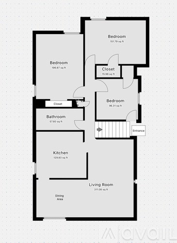A floor plan of a house with labeled rooms and their dimensions.