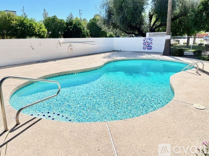 A small pool with a metal ladder.