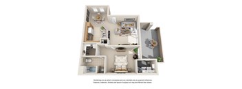 1 bed 1 bath Plan A floorplan at Willow Springs, Goleta, CA 93117