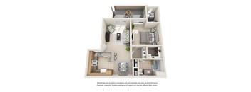 1 bed 1 bath Plan B floorplan at Willow Springs, Goleta, 93117