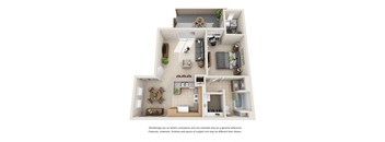 1 bed 1 bath Plan C floorplan at Willow Springs, California