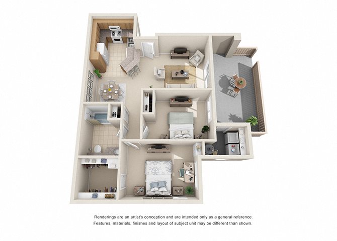 2 bed 1 bath floorplan 2 bed 1 bath floorplan, at Willow Springs, Goleta, CA