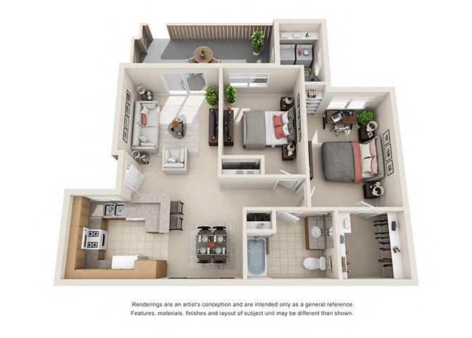 2 bed 1 bath floorplan 2 bed 1 bath floorplan, at Willow Springs, Goleta California