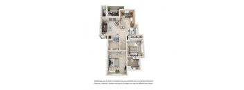 2 bed 2 bath Plan F floorplan at Willow Springs, Goleta