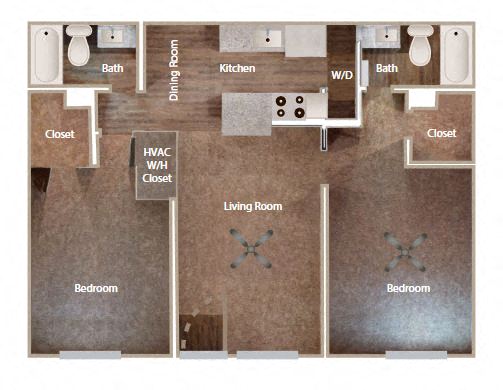 2 Bedroom, 2 Bath