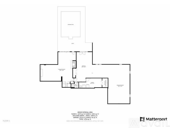 A floor plan of a house with a kitchen, living room, and two bedrooms.