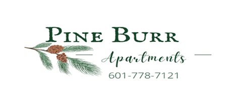 A logo for Pine Burr Apartments with a phone number.