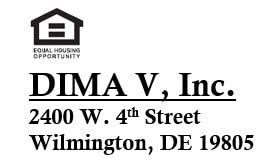 A logo for Equal Housing Opportunity sits above the name DIMA V, Inc. and its address.
