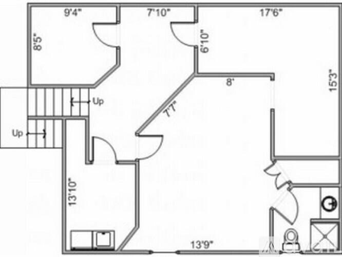 A black and white image of a floor plan for a house.