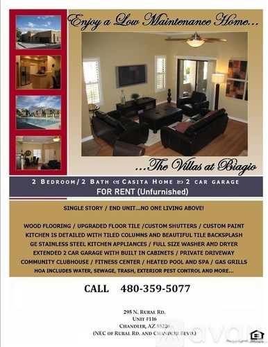 A real estate advertisement for a furnished home for rent.