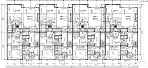 A black and white image of a floor plan for a building with multiple rooms and labeled areas.