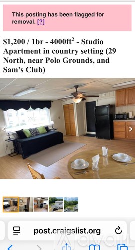 A studio apartment is for rent in a country setting.