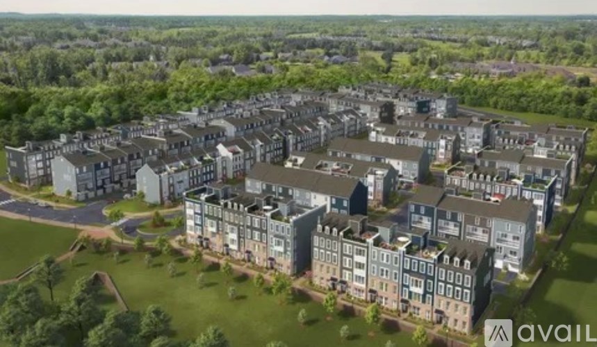 A bird's eye view of a large residential complex with multiple buildings.