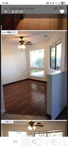A series of images showing an empty room with wooden floors and white walls.