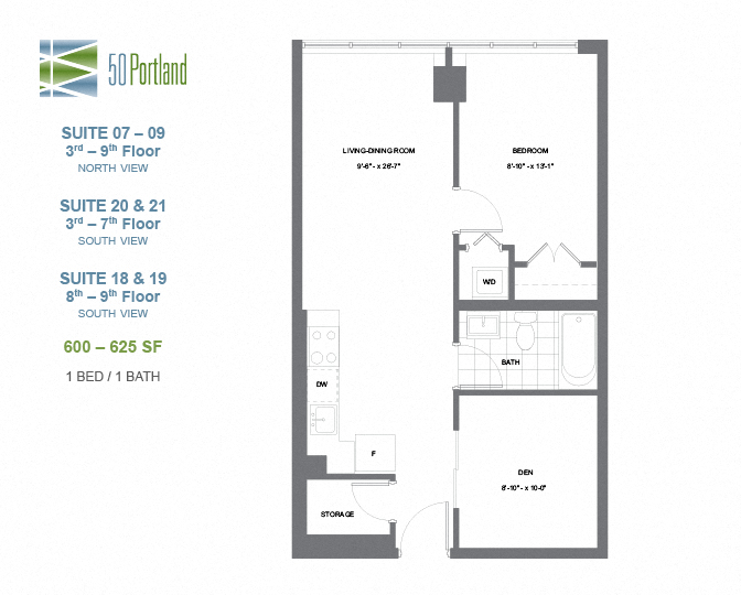Fifty on the Park – 1 BED – DEN – 1 BATH - 600-625 SF – Apartment