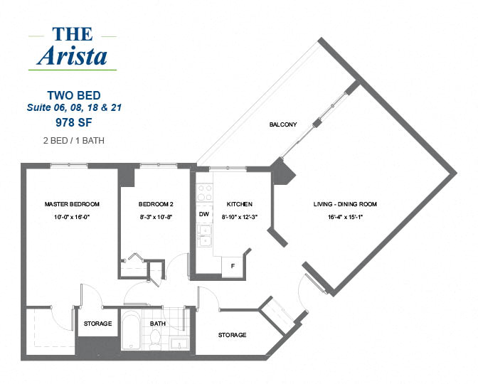The Arista - 2 BED – 1 BATH - 978 SF – Apartment