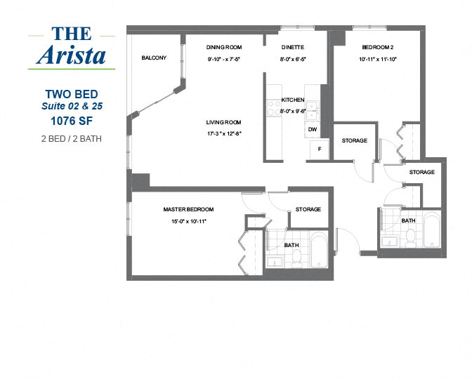 The Arista - 2 BED – 2 BATH - 1076 SF – Apartment