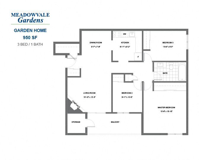 Meadowvale Gardens - 3 BED - 1 BATH - 950 SF - Apartment