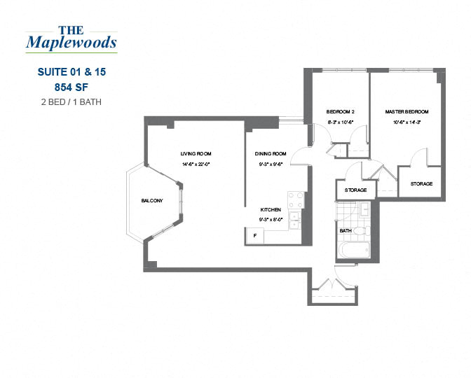 The Maplewoods - 2 BED – 1 BATH - 854 SF - Apartment